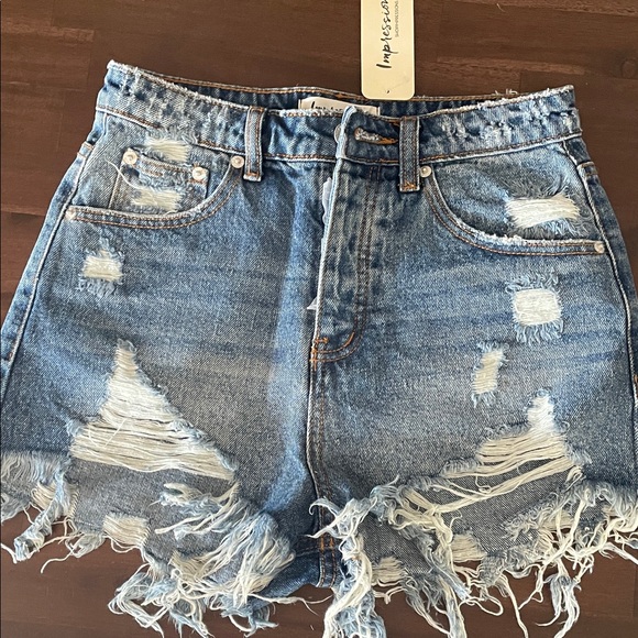 Impressions Pants - Impressions Light Blue Ripped Jean Shorts
